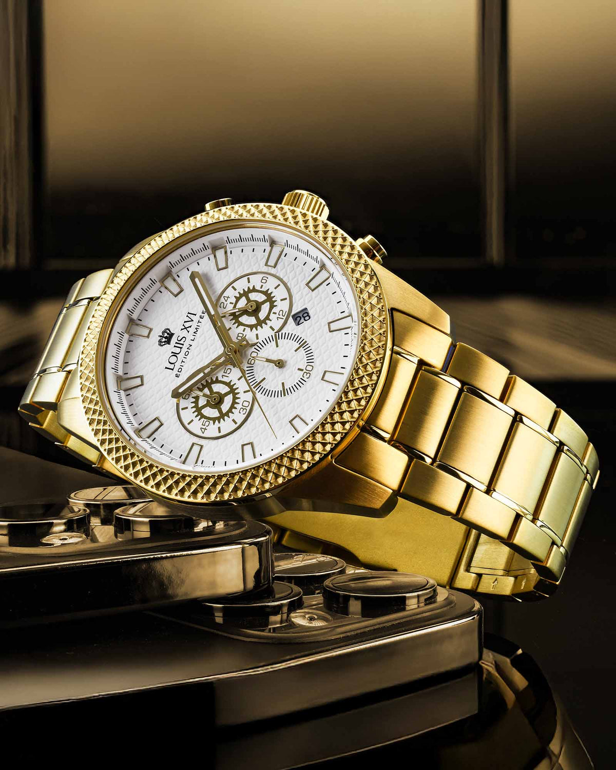 Chronographe Mirage 3301 Or Blanc